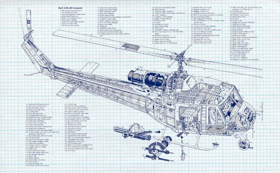 570x352 Bell Uh 1b Iroquois Military Helicopter Engineering Drawing