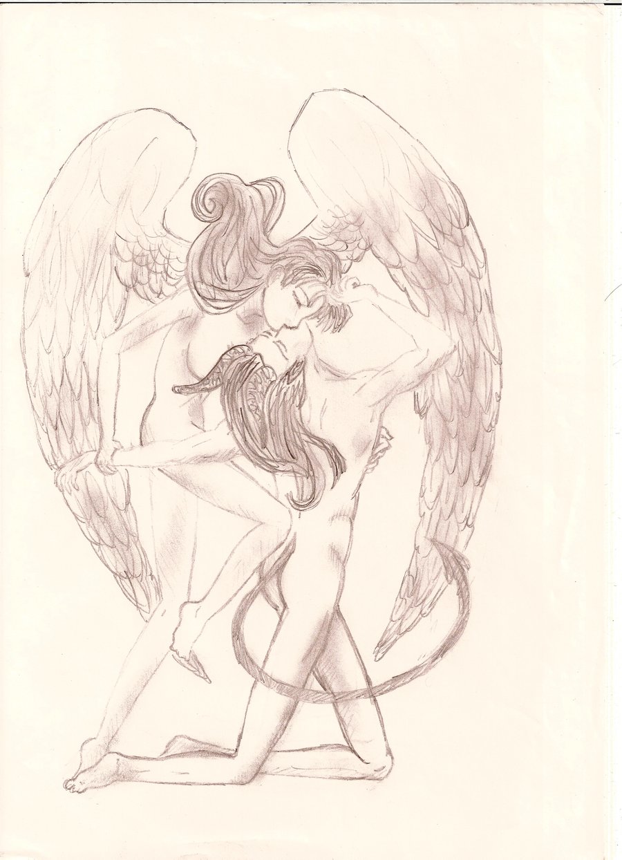 900x1244 Heaven And Hell Drawing By Razieldbz