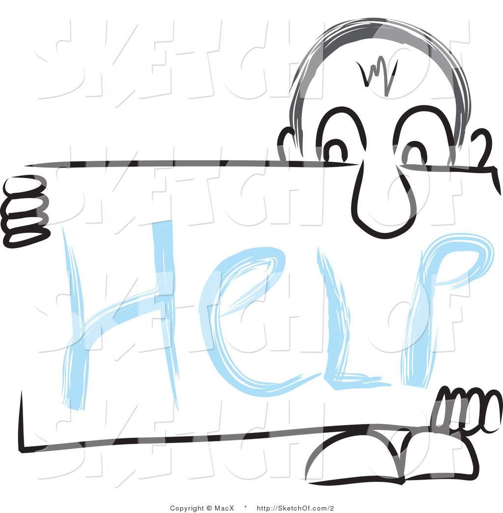 1024x1044 Drawing Of A Man Holding A Help Sign Under His Nose By Macx