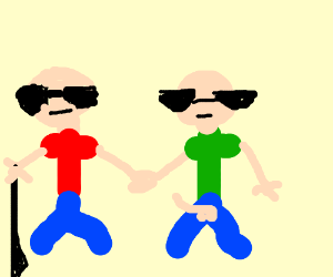 300x250 Two Blind People Helping Each Other Walk