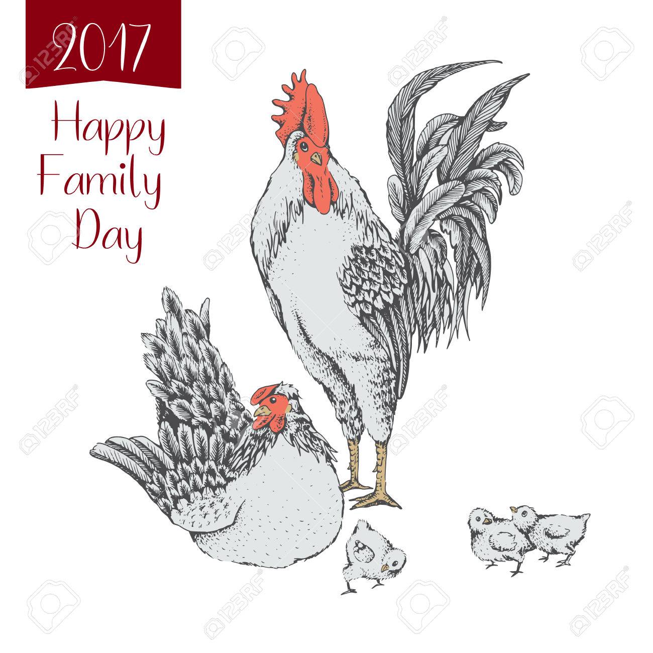 1300x1300 Illustration Rooster And Hen. Series Of Farm Animals. Graphics