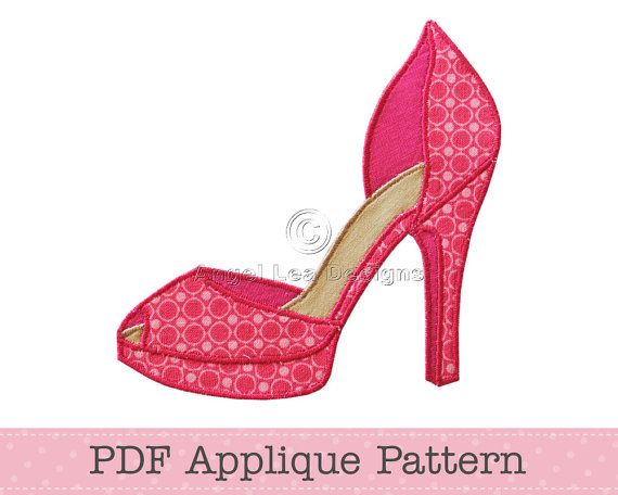 570x456 High Heel Shoe Applique Pattern Fancy Shoes Template Instant