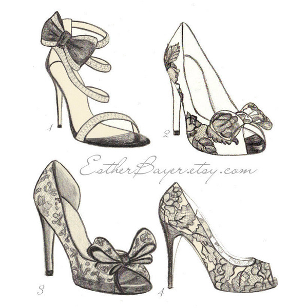 600x600 High Heel Shoe Fashion Illustration Original Black Amp White