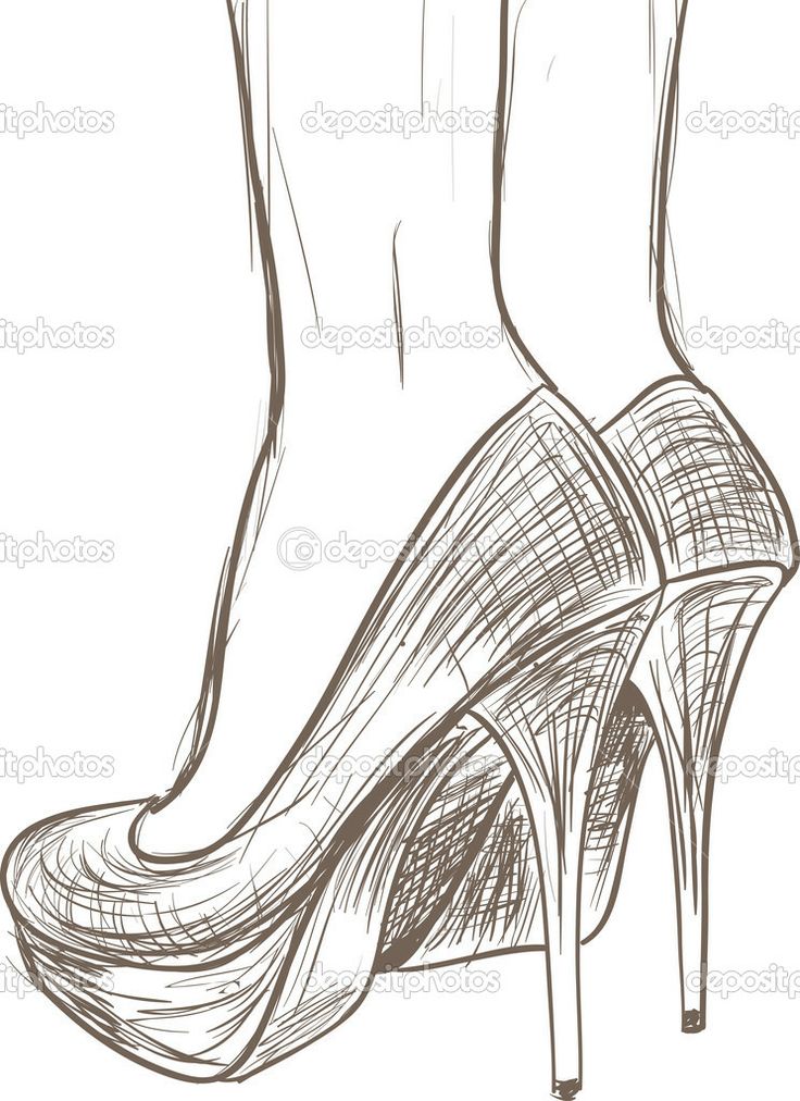 736x1012 Sketches High Heels Shoes Sketch Stock Vector Gatina Kadriya