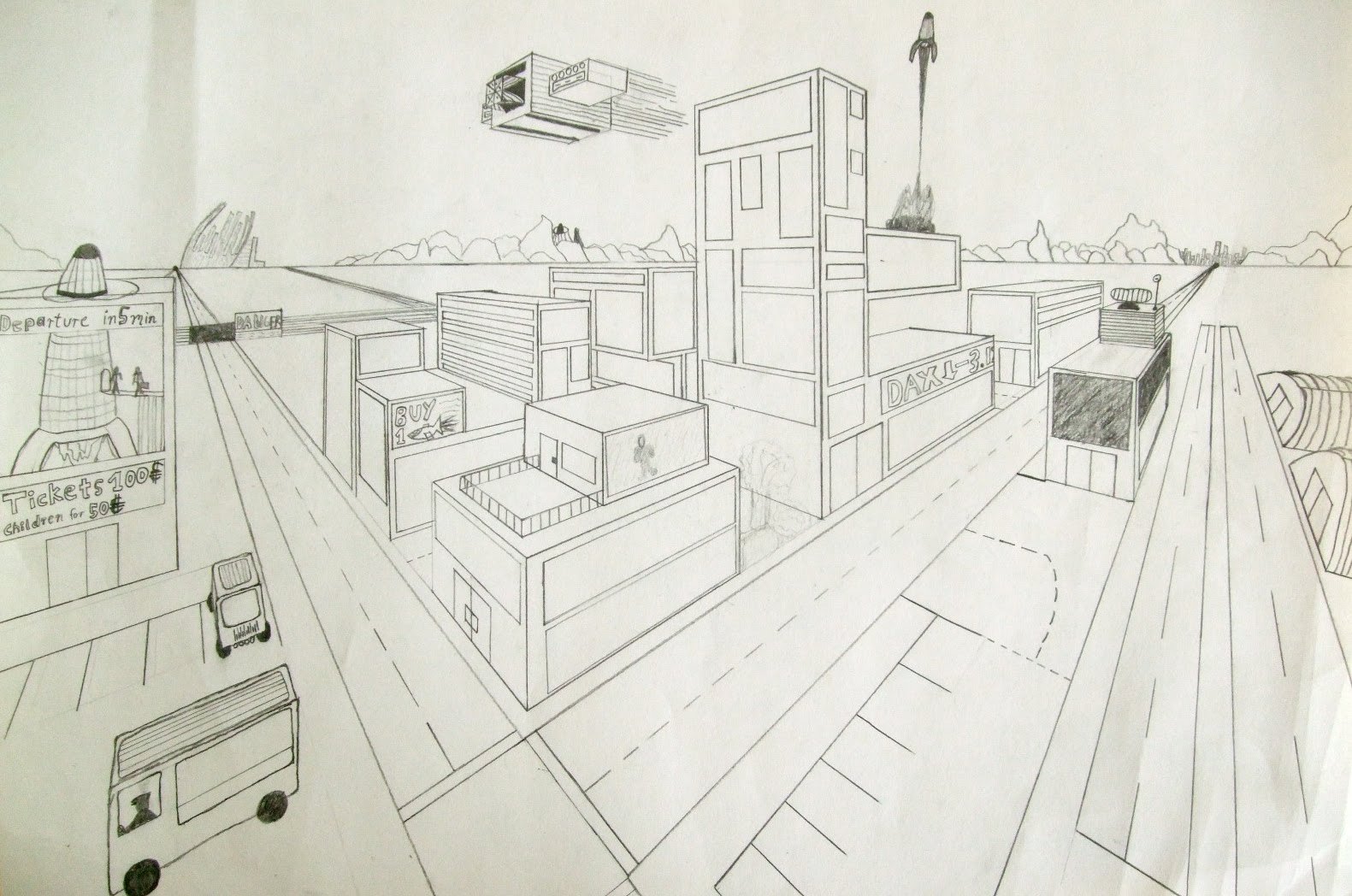 1581x1048 Highschoolart 2 Point Perspective Drawing High School Art