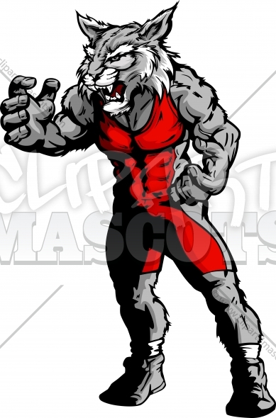 389x590 Wildcat Wrestling Clipart Graphic Vector Cartoon