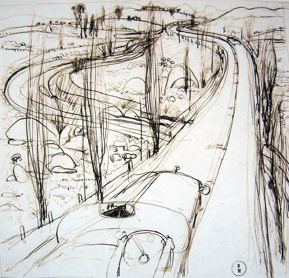 1000x960 On The Highway Brett Whiteley (1939 92) Australia Sketch Styles