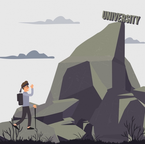 600x599 University Target Drawing Male Hiker Mountain Peak Icons Free
