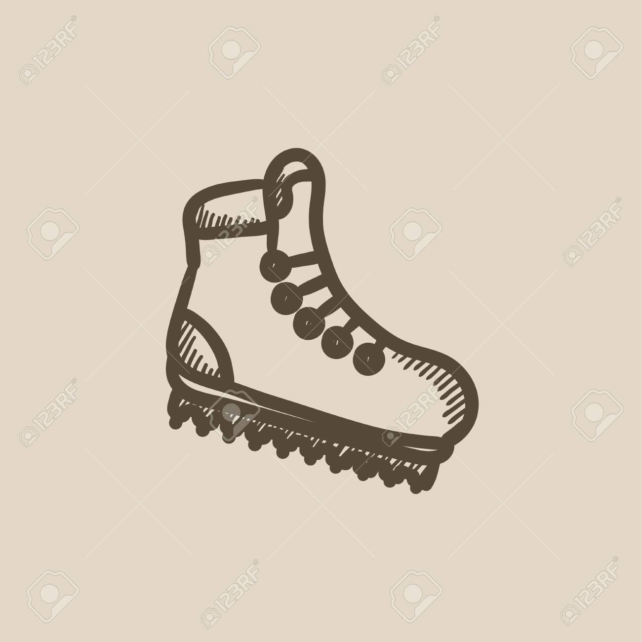 1300x1300 Hiking Boot With Crampons Vector Sketch Icon Isolated