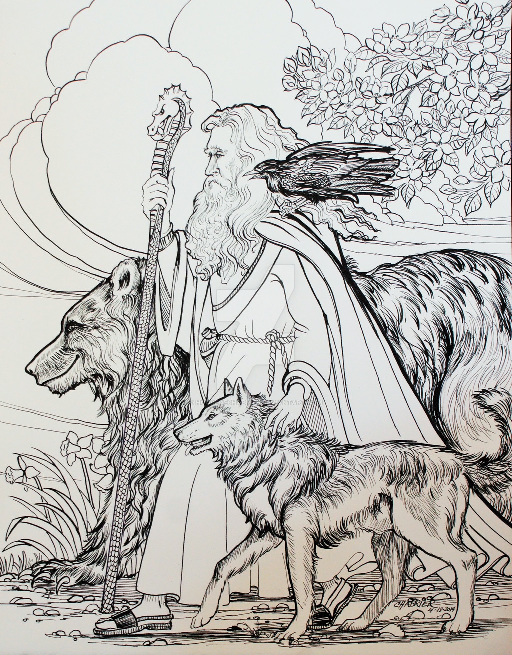 1024x1310 Bear Wolf Wizard Hiking Companions By Houseofchabrier