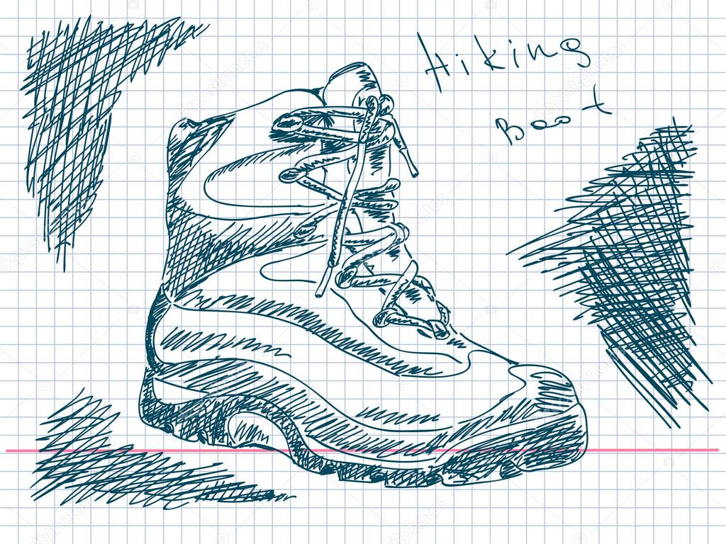 1024x768 Hand Drawn Hiking Boot Vector Stock Vector Olgatropinina