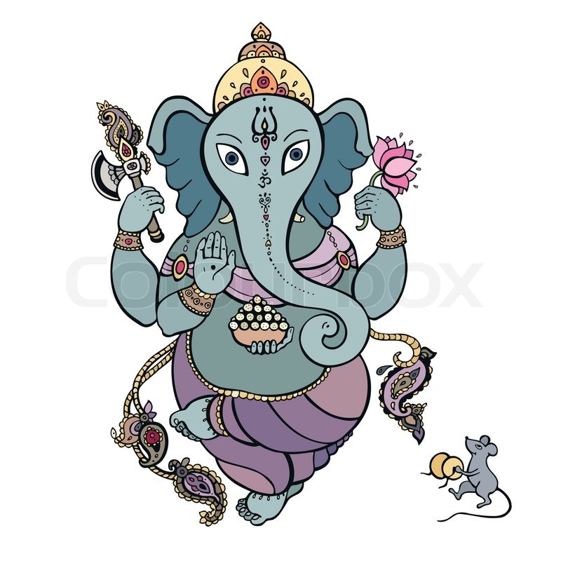 800x800 Hindu God Ganesha. Vector Hand Drawn Illustration. Stock Vector