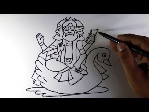 480x360 How To Draw Brahma Hindu God.