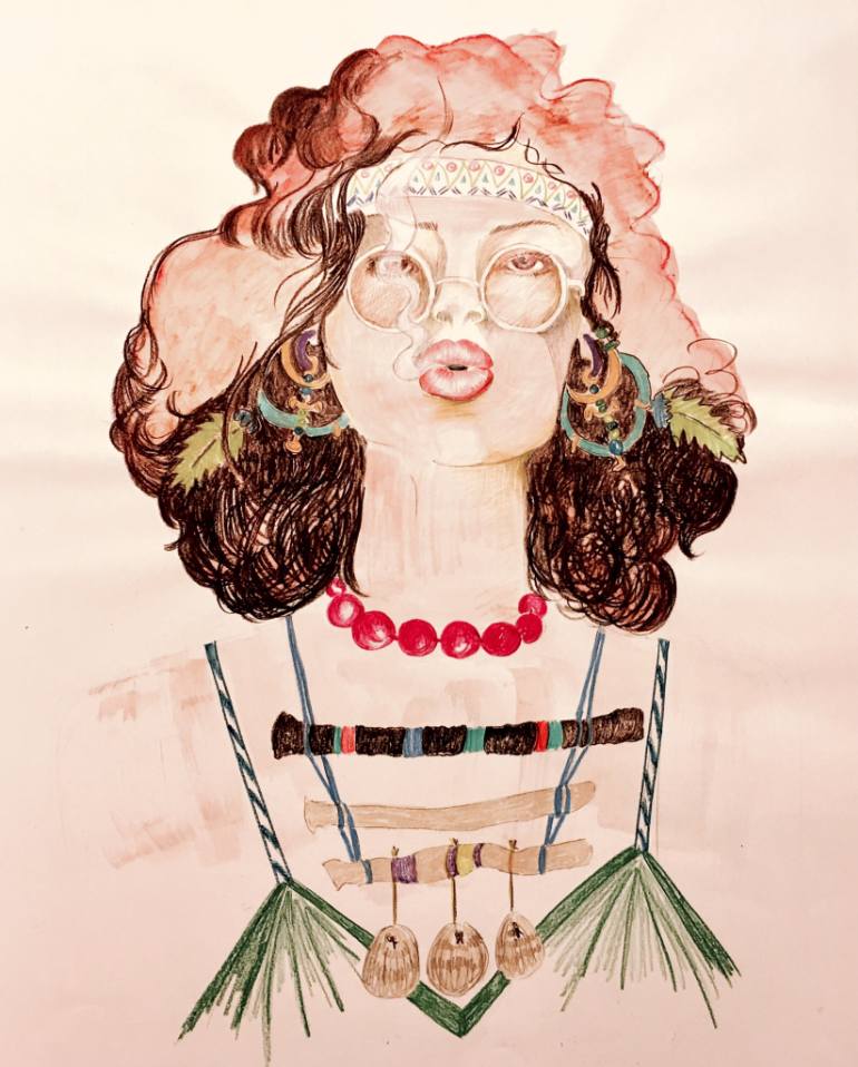 770x958 Saatchi Art Hippie Girl Drawing By Aida Novosel Savic