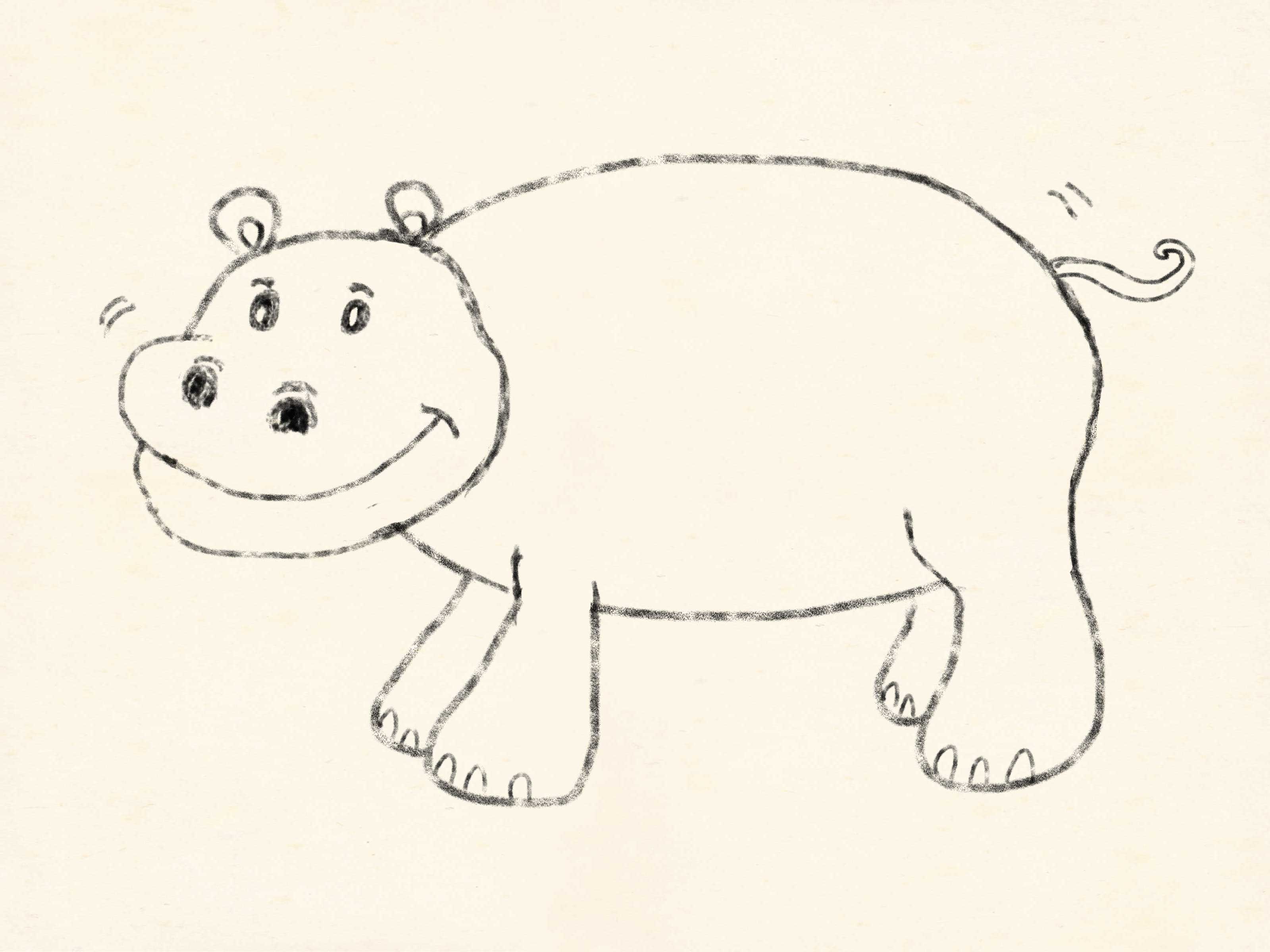 3200x2400 How To Draw A Cartoon Hippo 5 Steps (With Pictures)