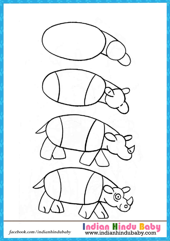 724x1024 Hippo Step By Step Drawing For Kids Indian Hindu Baby