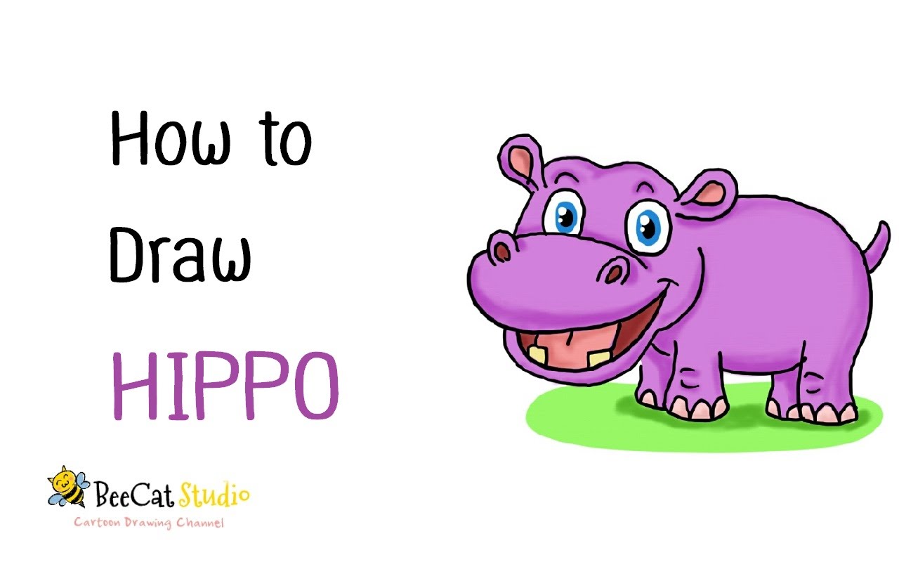 1280x800 How To Draw A Cartoon Hippopotamus