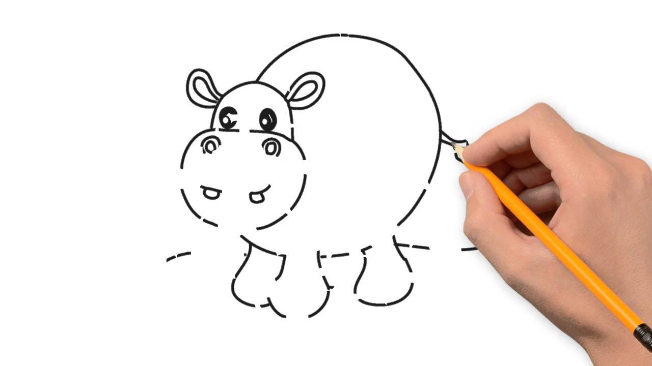 1280x720 Hippo Animals Pencil To Draw Step By Step
