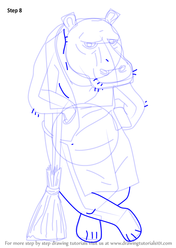 600x846 Learn How To Draw Hippo For Kids (Animals For Kids) Step By Step