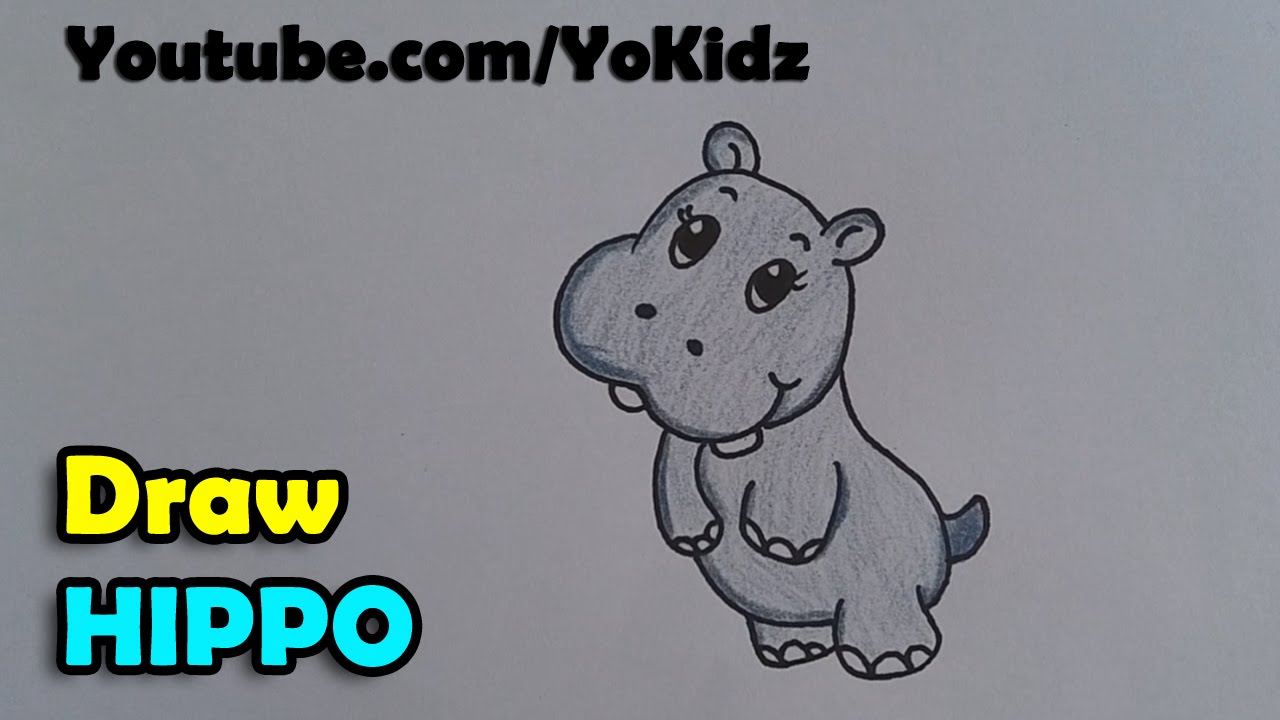 1280x720 How To Draw Hippopotamus Hippo Cartoon For Kids