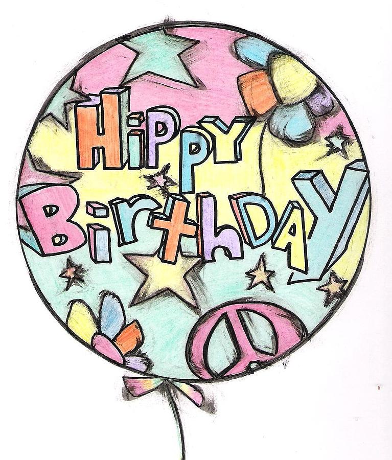 767x900 Hippy Birthday Drawing By Levi Glassrock