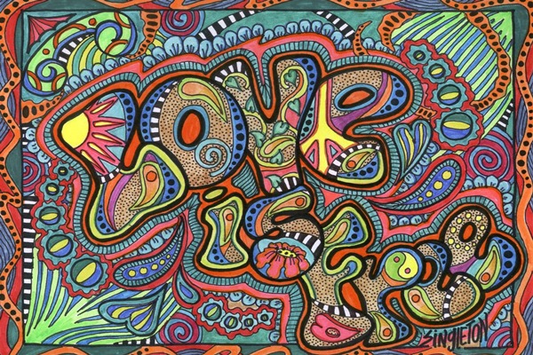 600x400 Psychedelic Typography Love Hippie Colorful Drawing Home