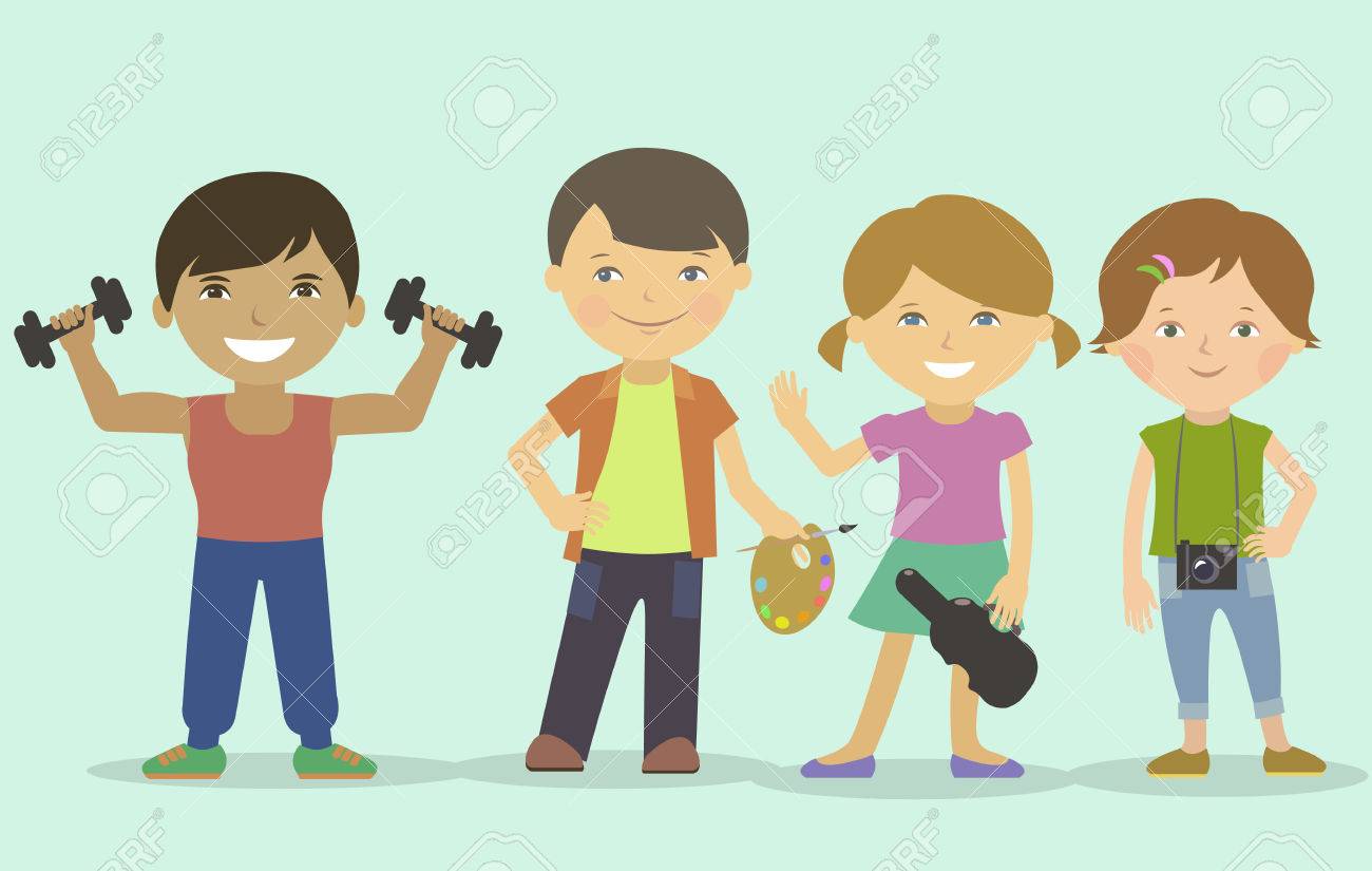 1300x825 Children And Their Hobbies. Drawing, Playing Violin, Doing