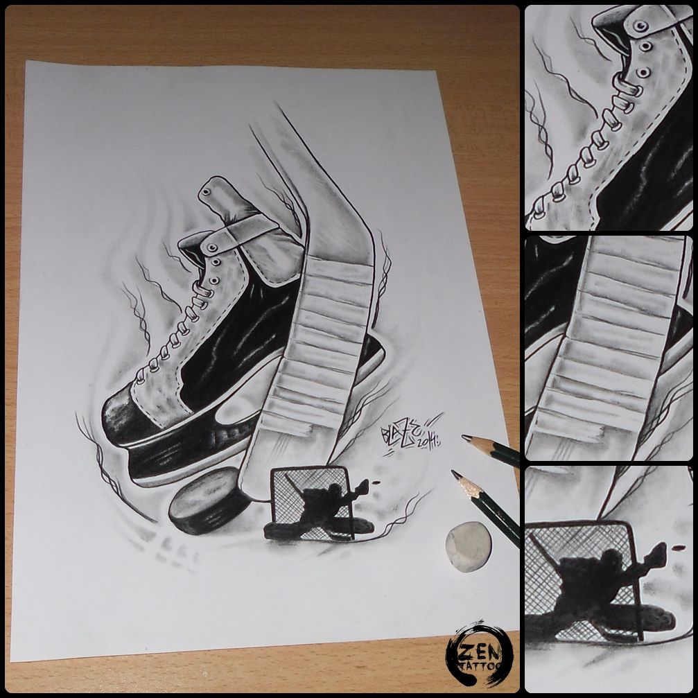 1007x1007 Ice Hockey Pencil Drawing By Blaze