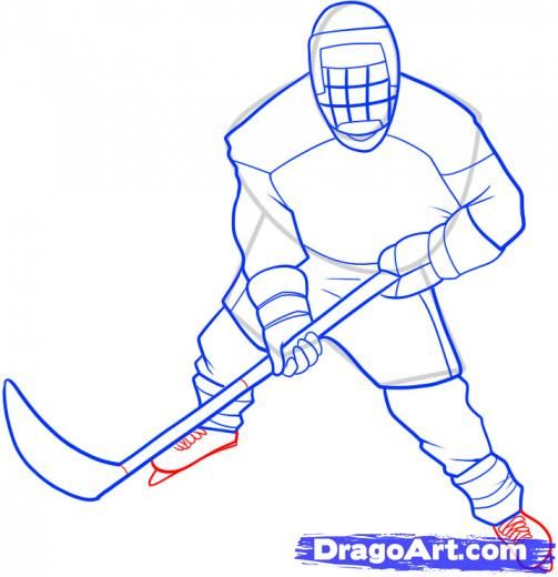 503x520 Hockey Player Drawings Step 8. How To Draw A Hockey Player Art