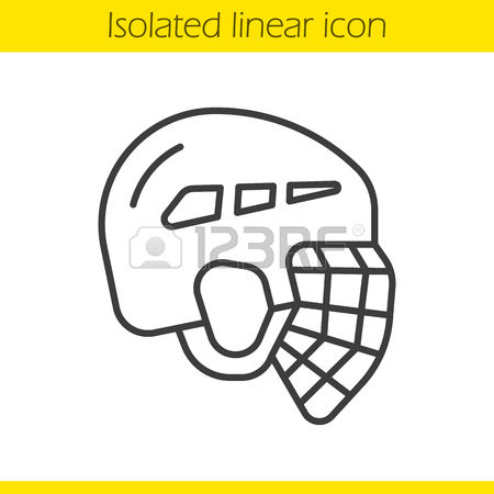 450x450 Ice Hockey Helmet Linear Icon. Thin Line Illustration. Contour