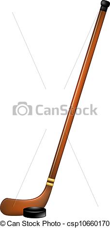 227x470 Ice Hockey Stick And Puck On White Background Vectors Illustration