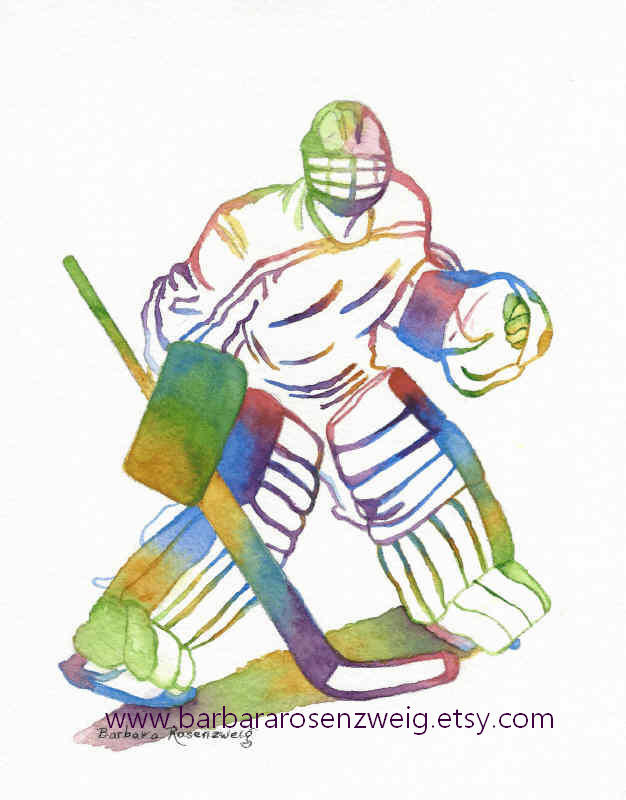 626x800 Ice Hockey Goalie Art Hockey Art Print Olympic Sport Print