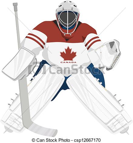439x470 Team Canada Hockey Goalie, Isolated Vector Illustrations Vectors