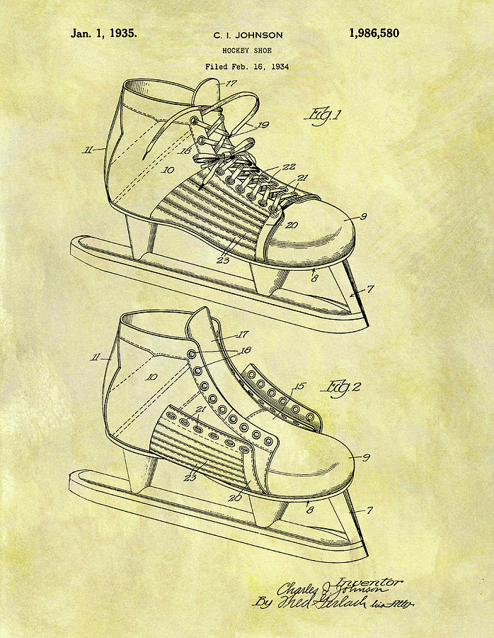 698x900 Ice Hockey Skates Patent Image Drawing By Dan Sproul