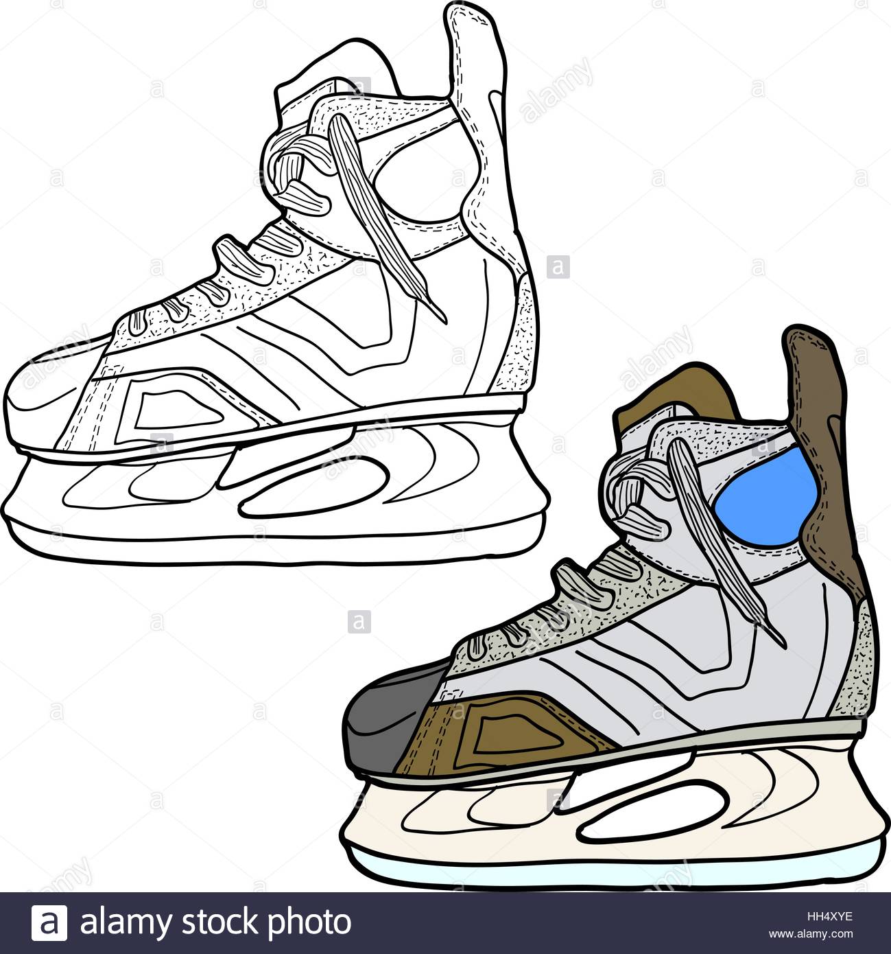 1299x1390 Sketch Of Hockey Skates. Skates To Play Hockey On Ice, Vector
