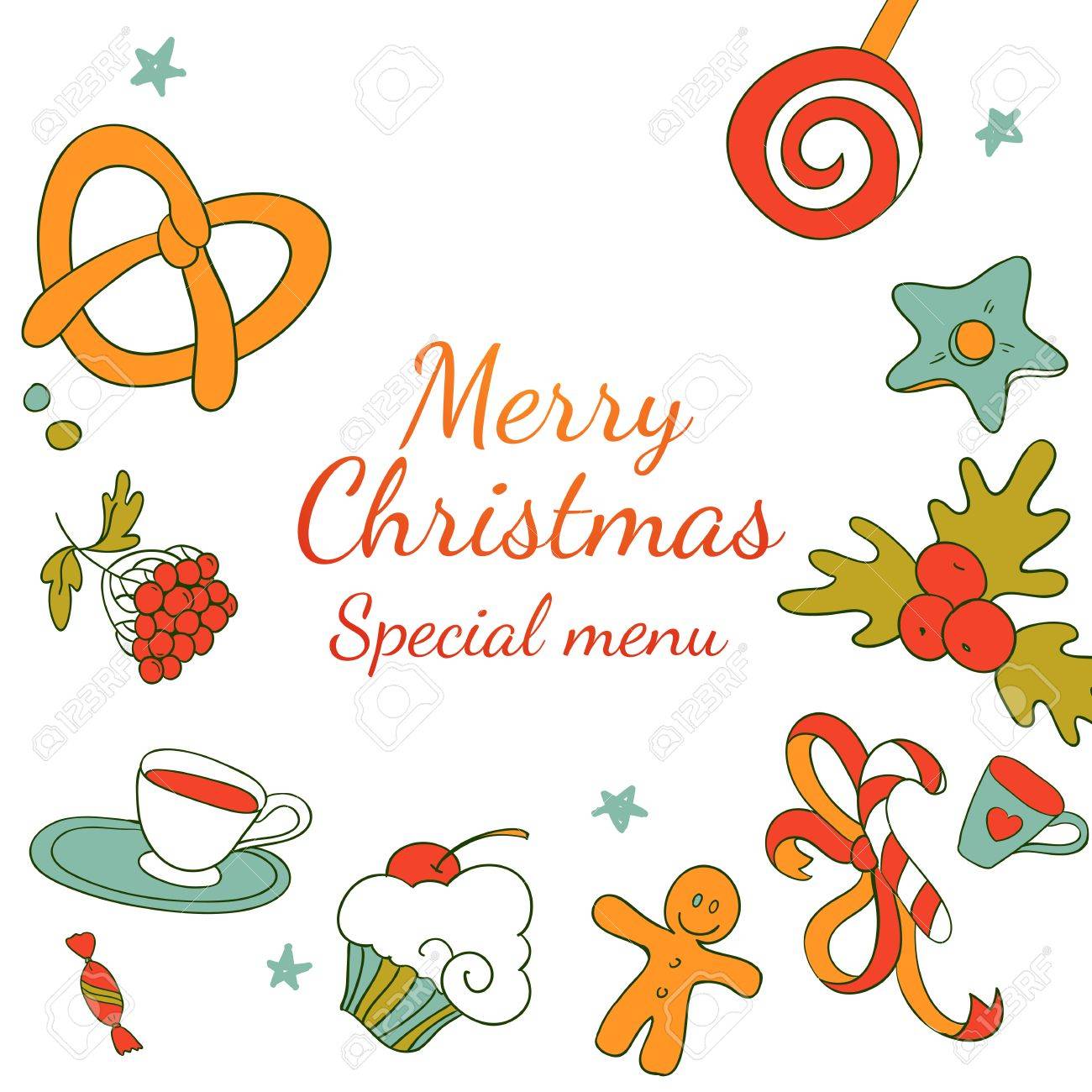1300x1300 Vector Drawing Xmas Special Menu. Merry Christmas Restaurant