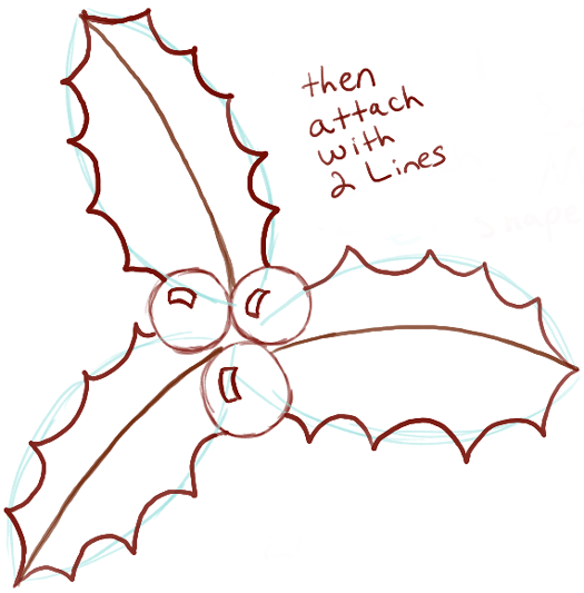 525x533 How To Draw Christmas Holly With Easy Tutorial