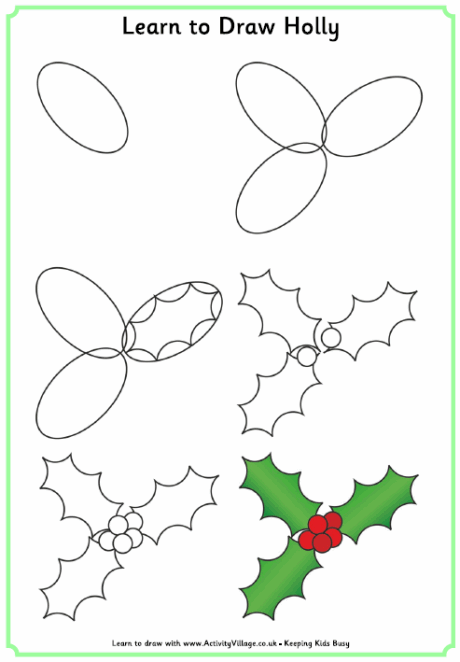 460x662 Learn To Draw Holly Step By Step Drawing For Kids