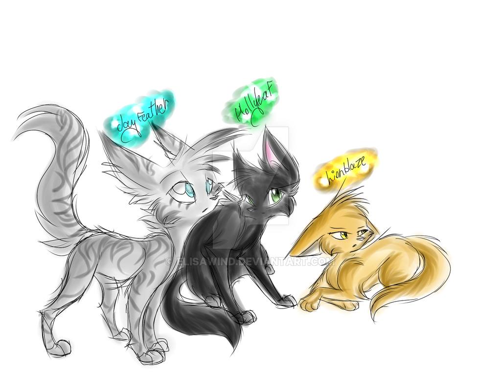 1024x768 Sketch Cats Jayfeather Hollyleaf Lionblaze By Elisawind