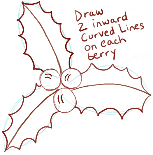 525x530 How To Draw Christmas Holly With Easy Tutorial