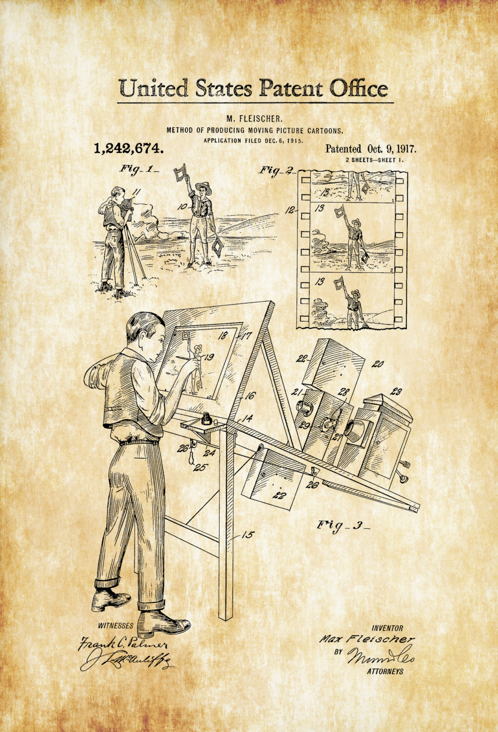 1021x1500 Cartoon Making Patent 1917 Patent Print, Wall Decor, Movie