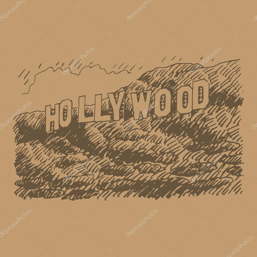 1024x1024 Hollywood Sign, Los Angeles, California, Usa. Stock Vector
