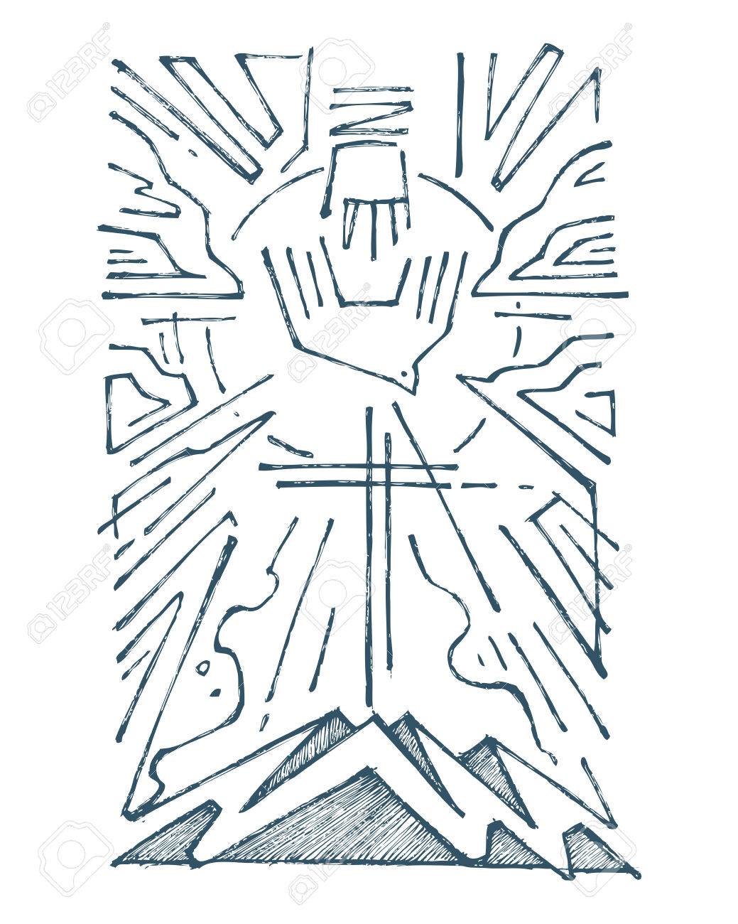1039x1300 Hand Drawn Vector Illustration Or Drawing Of The Holy Trinity