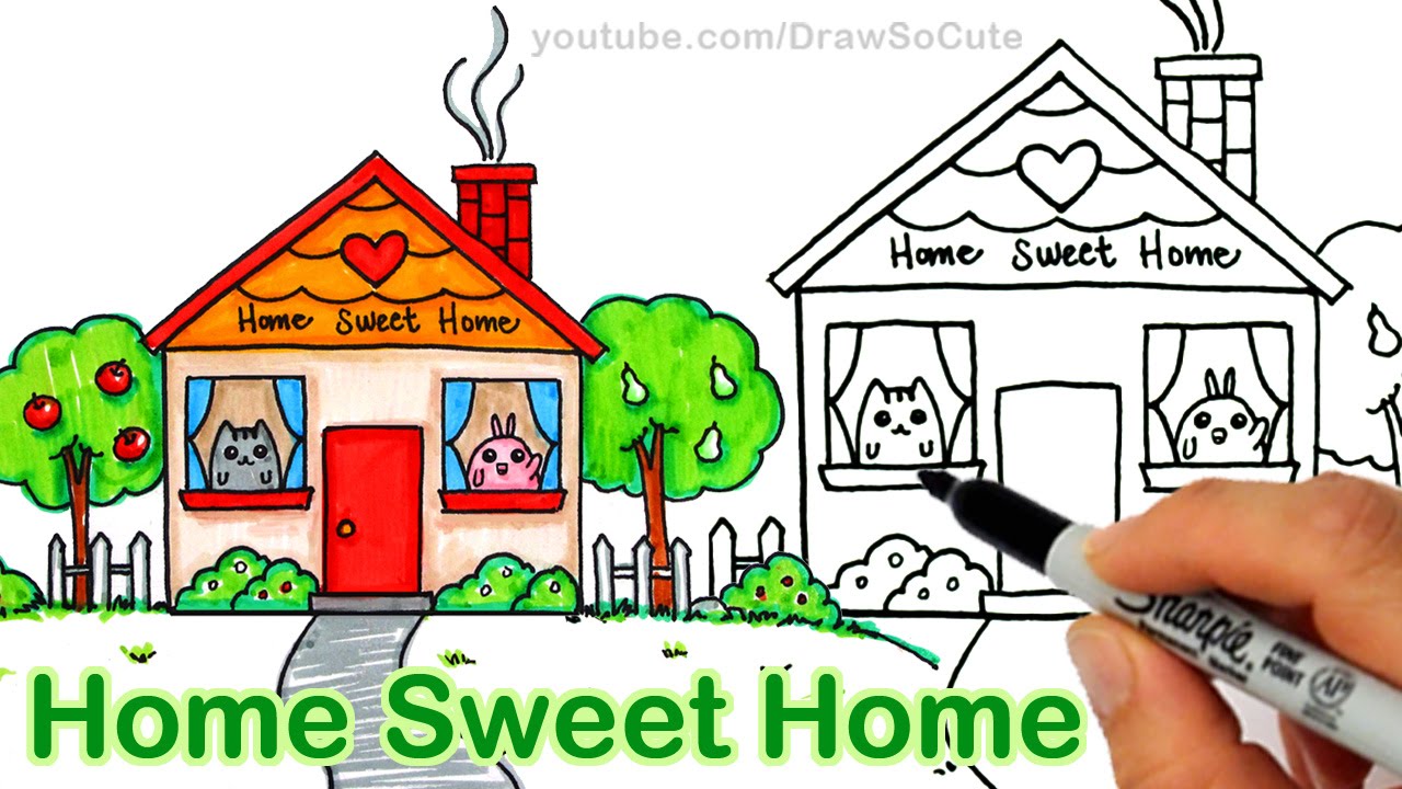1280x720 How To Draw A Cartoon House Cute Step By Step Home Sweet Home