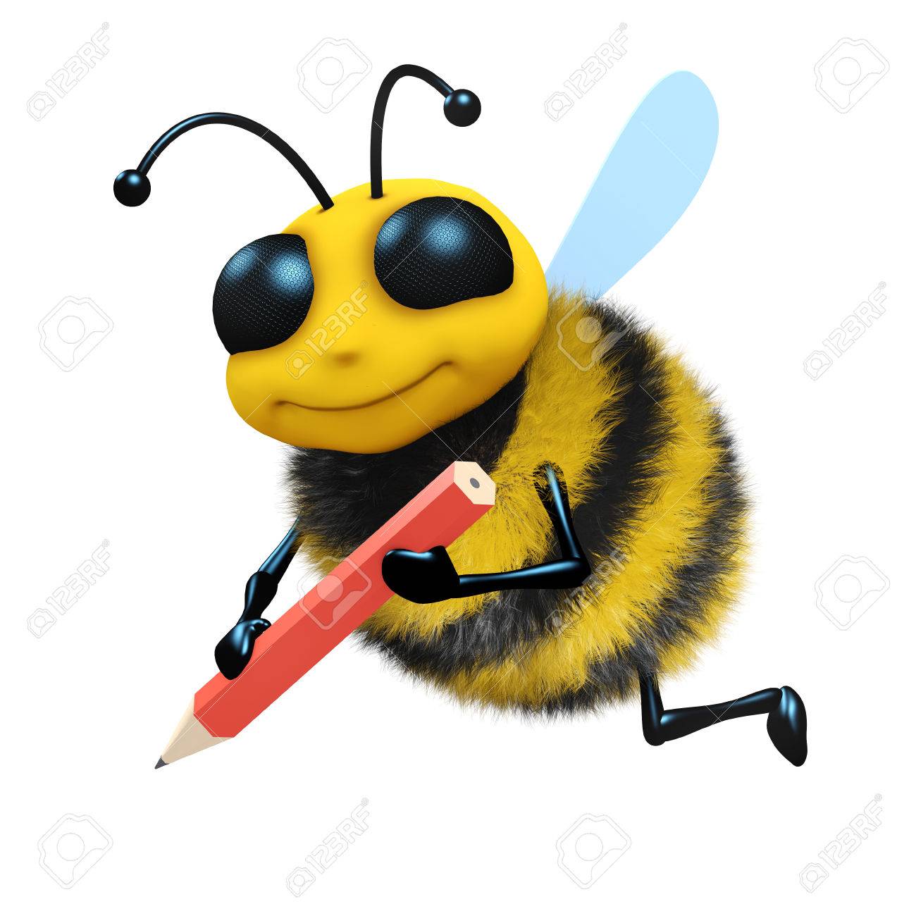 1300x1300 3d Render Of A Honey Bee Drawing With A Pencil Stock Photo