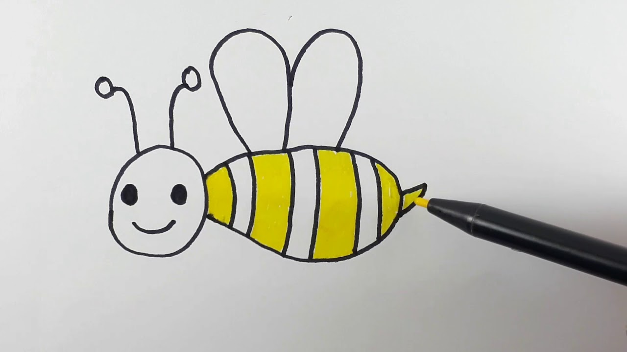 1280x720 Honey Bee Drawing And Colouring Easy Draw Step By Step For Kids