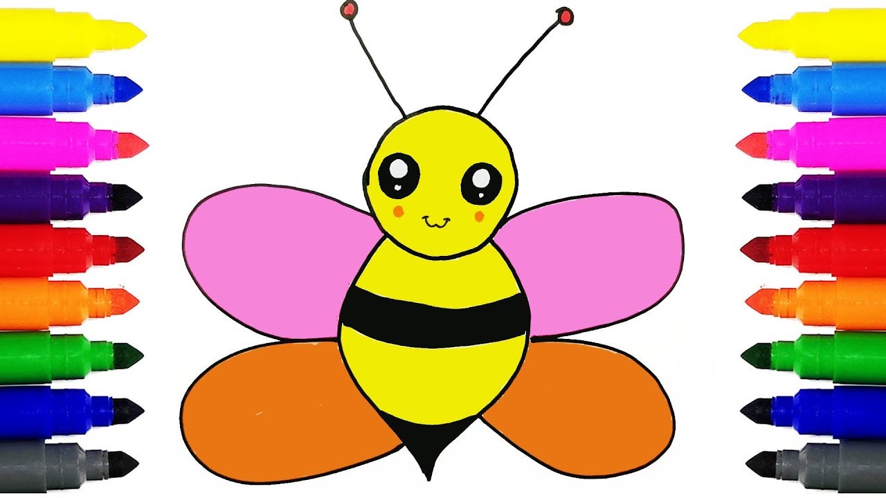 1280x720 How To Draw Cartoon Honey Bee Drawing And Coloring Bee For Kids