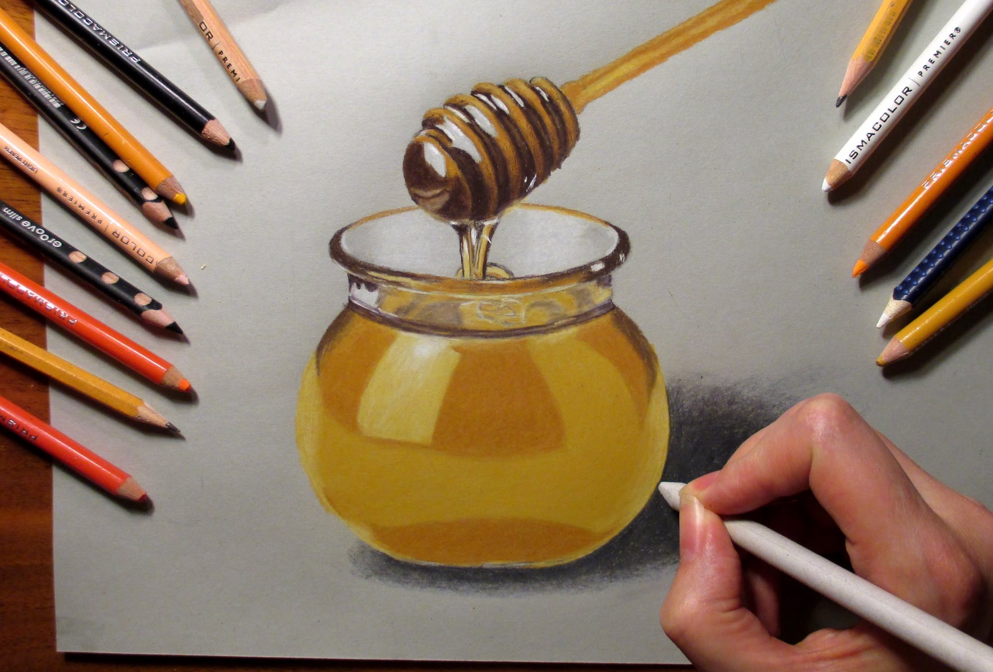 2000x1354 Speed Drawing Pot With Honey And Honey Dipper