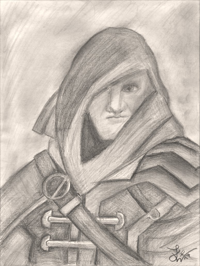775x1030 Thiefhooded Man Medievalfantasy Pencil Drawing By Thejulinator