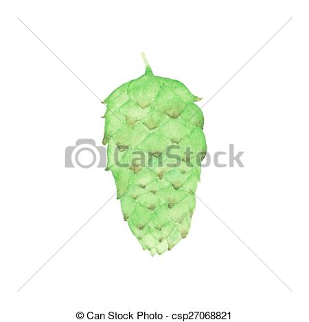 450x470 Watercolor Hops Flower, Aquarelle. Vector Illustration . Vector